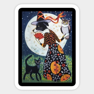 Art Deco Witch and her cat Sticker